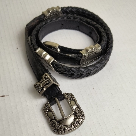 Woolrich Western Concho Black Braided Belt with Silver Buckle Size L - Picture 13 of 14